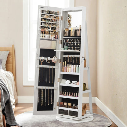 Armoire à Bijoux Rotative avec Miroir LED