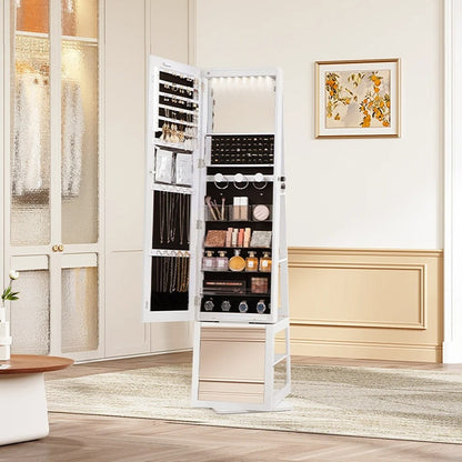 Armoire Bijoux Miroir LED Rotatif