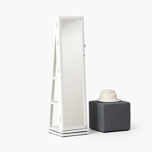 Armoire à Bijoux avec Miroir Rotatif 360°