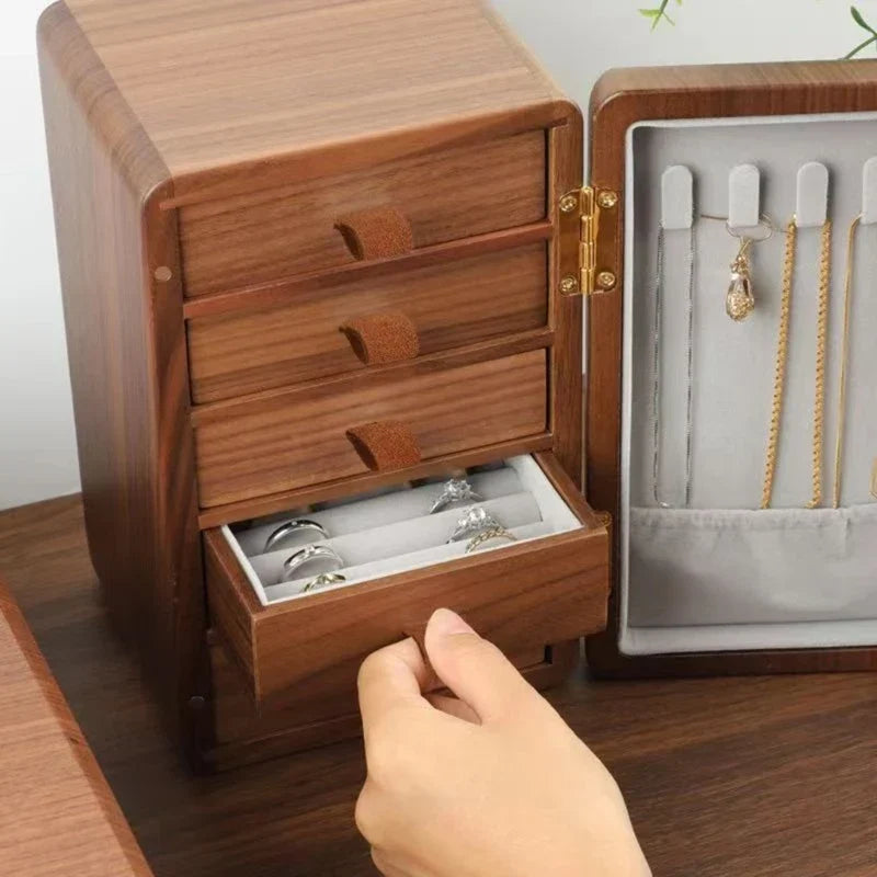 Boîte à Bijoux Bois 5 Tiroirs Compacte