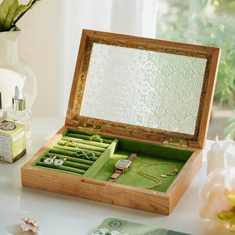 Boîte à Bijoux Bois Gravé - Rangement Élégant