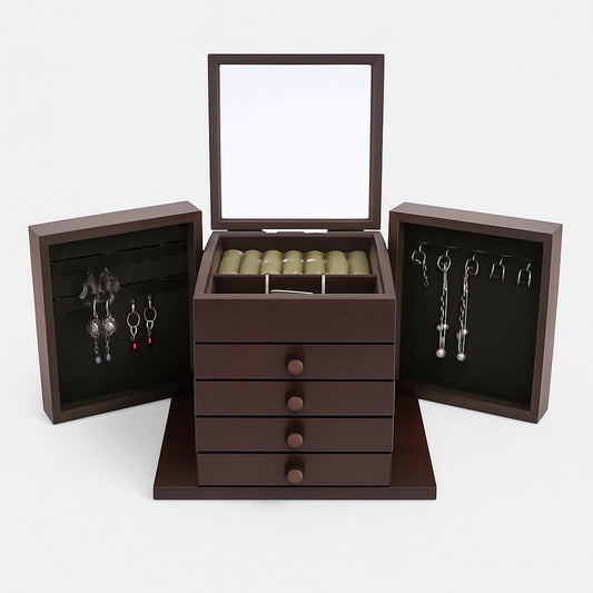 Boîte à Bijoux Vintage Bois - Rangement Pratique