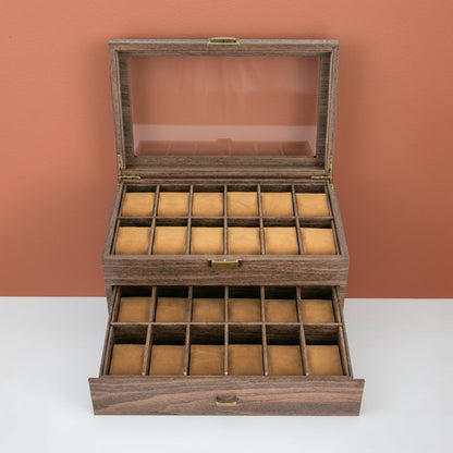Boîte à Montre en Bois 24 Compartiments