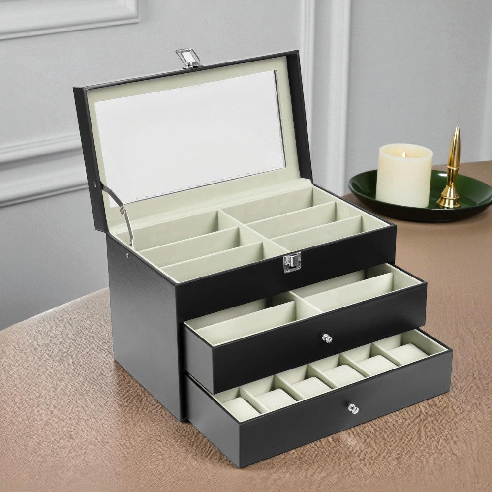 Boîte à Montre et Lunettes - Rangement avec Tiroirs